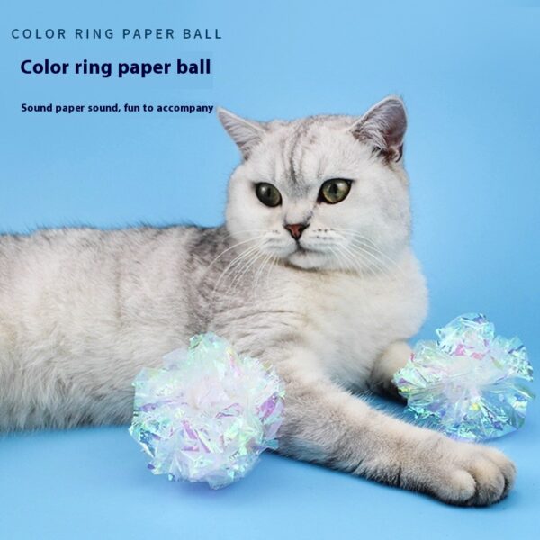 Cat Teasing Paper Rattle Ball - Image 2